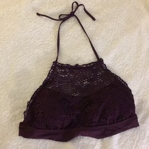 Mossimo purple high neck lace swimsuit top